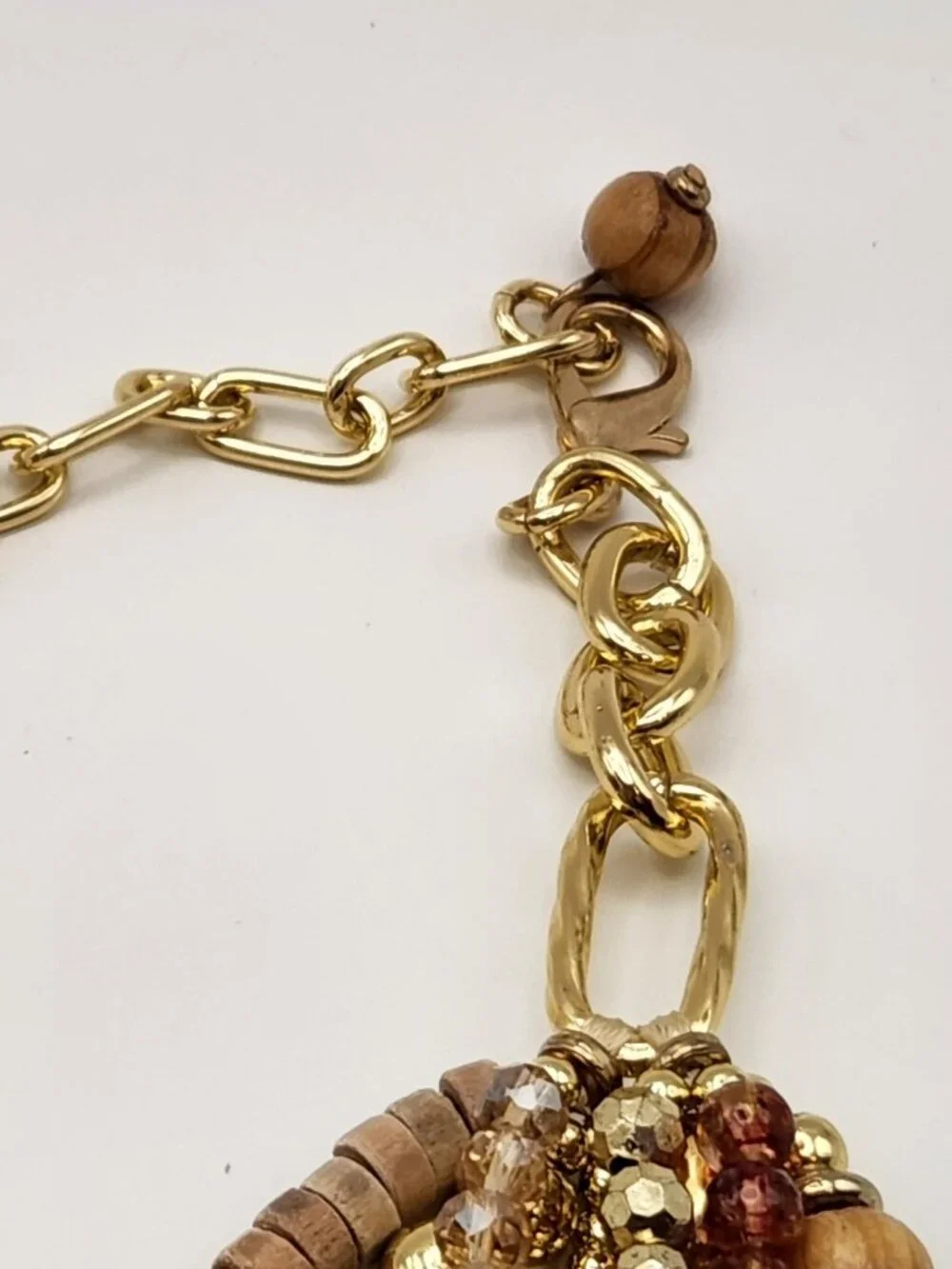 Boho necklace neutral colors gold tone hardware multi strand NIP